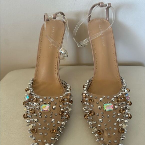 Azaela Wang Nude Ankle Strap Crystal Studded - Picture 3 of 5
